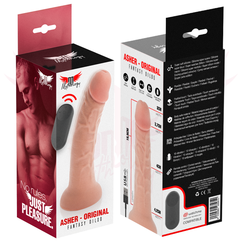 MYTHOLOGY - DILDO ORIGINALE ASHER S - VIBRATORE + TELECOMANDO CON TECNOLOGIA WIRELESS WATCHME