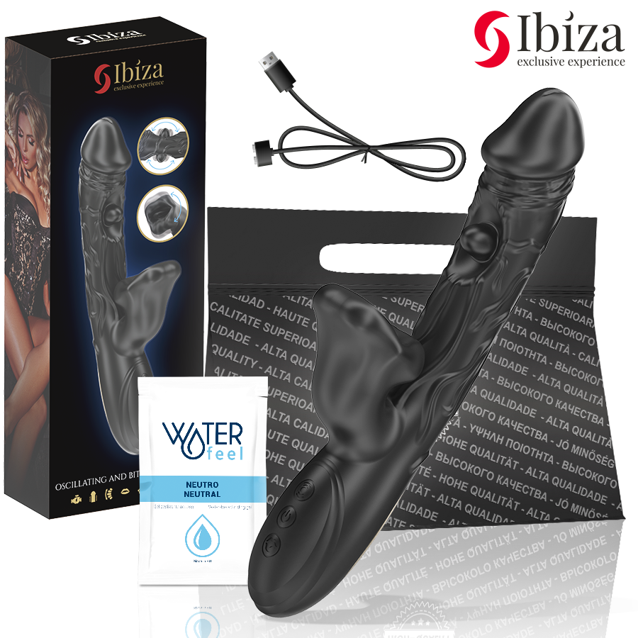 IBIZA - VIBRATORE E STIMOLATORE CLITORIDEO CON EFFETTO MORSO E ROTAZIONE