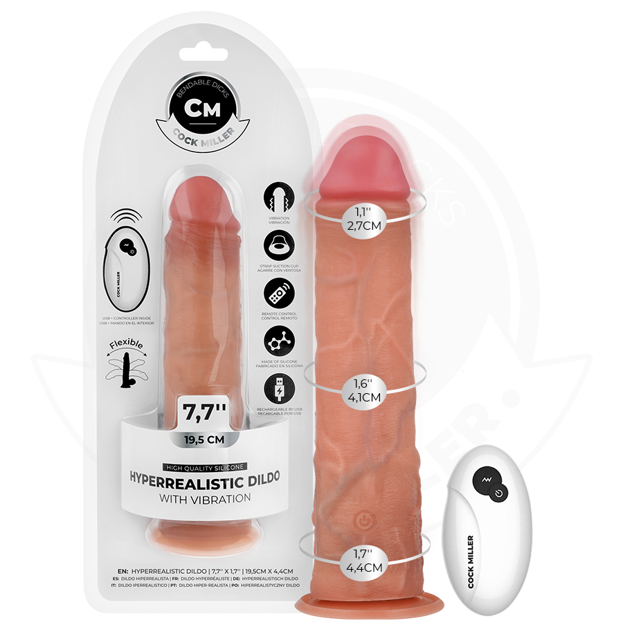 COCK MILLER - DILDO REALISTICO CON VENTOSA E VIBRAZIONE TELECOMANDO 19,5 CM