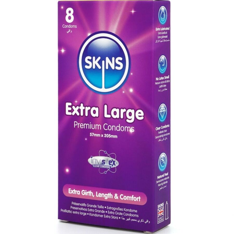 SKINS - PRESERVATIVI EXTRA LARGE PREMIUM CONFEZIONE DA 8