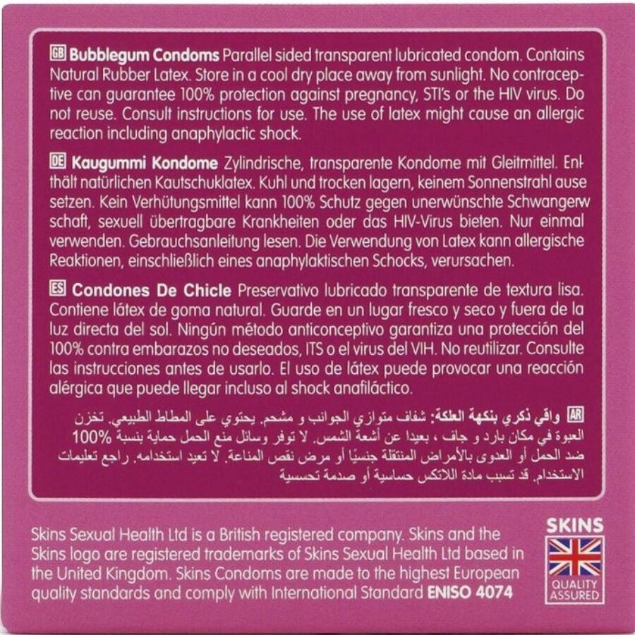 SKINS - BUBBLEGUM PREMIUM CONDOM CONFEZIONE DA 4