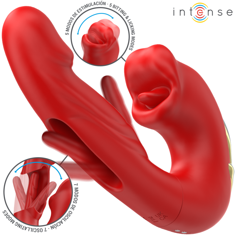 INTENSE - NATHY DOPPIO VIBRATORE CON BOCCA STIMOLANTE MULTIFUNZIONE ROSSO