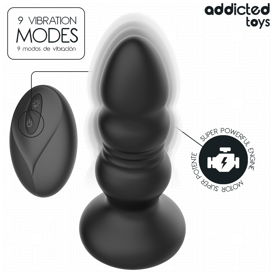 ADDICTED TOYS - TAPPO ANALE ROTANTE E VIBRANTE, LUCE LED, TELECOMANDO