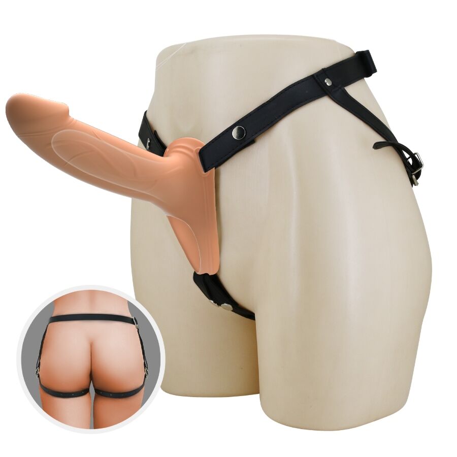 PRETTY LOVE - SLIP CON IMBRACATURA LANDON IMBRACATURA UNIVERSALE CON DILDO CAVO IN SILICONE DA 16,8 CM COLOR CARNE
