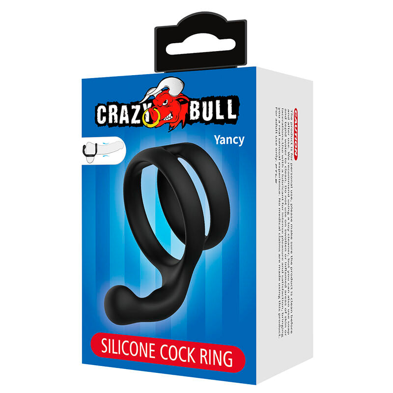 CRAZY BULL - YANCY DOPPIO ANELLO PER PENE E TESTICOLI NERO