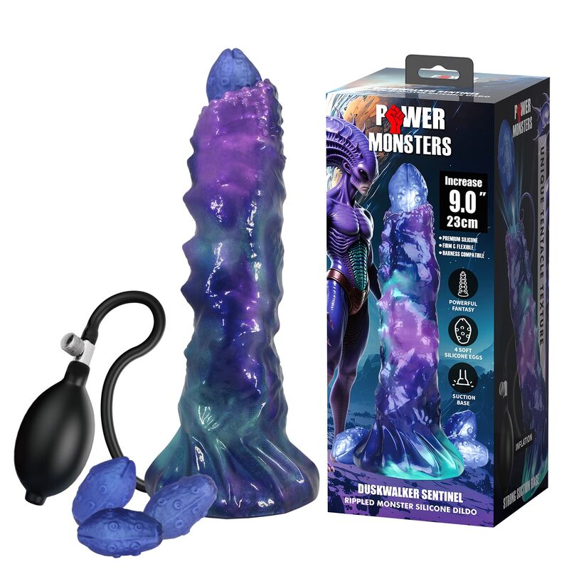 POWER MONSTERS - DUSKWALKER SENTINEL TRICOLOR DILDO GONFIABILE IN SILICONE FANTASY 23 CM Ø 5 CM