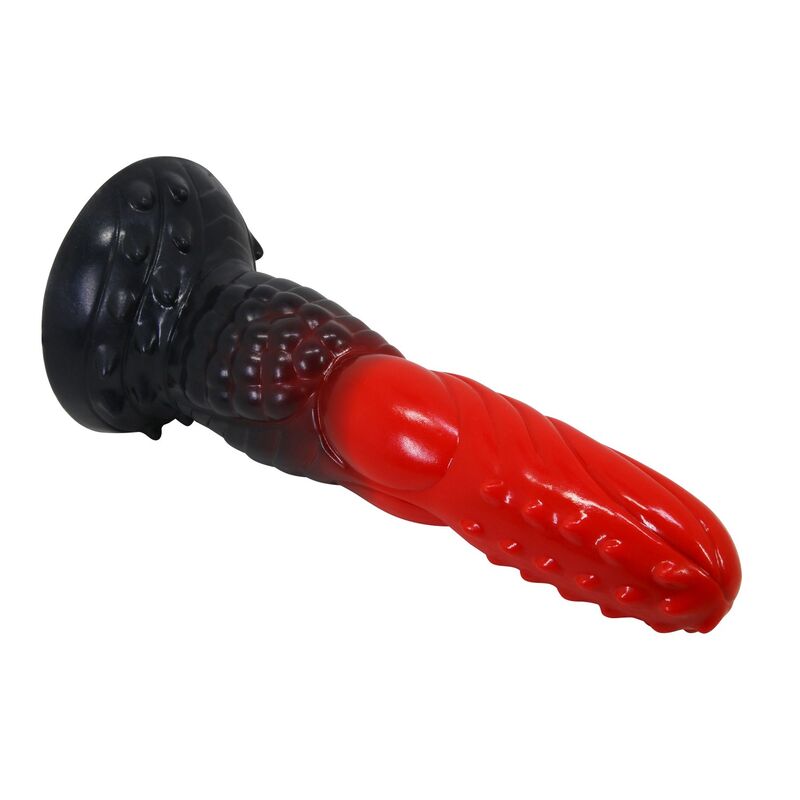 POWER MONSTERS - DILDO FANTASY DRAGO DI FUOCO CON VENTOSA 24,5 CM Ø 5,8 CM ROSSO E NERO