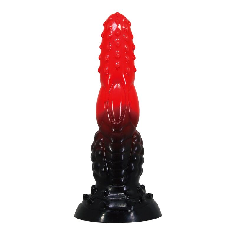 POWER MONSTERS - DILDO FANTASY DRAGO DI FUOCO CON VENTOSA 24,5 CM Ø 5,8 CM ROSSO E NERO