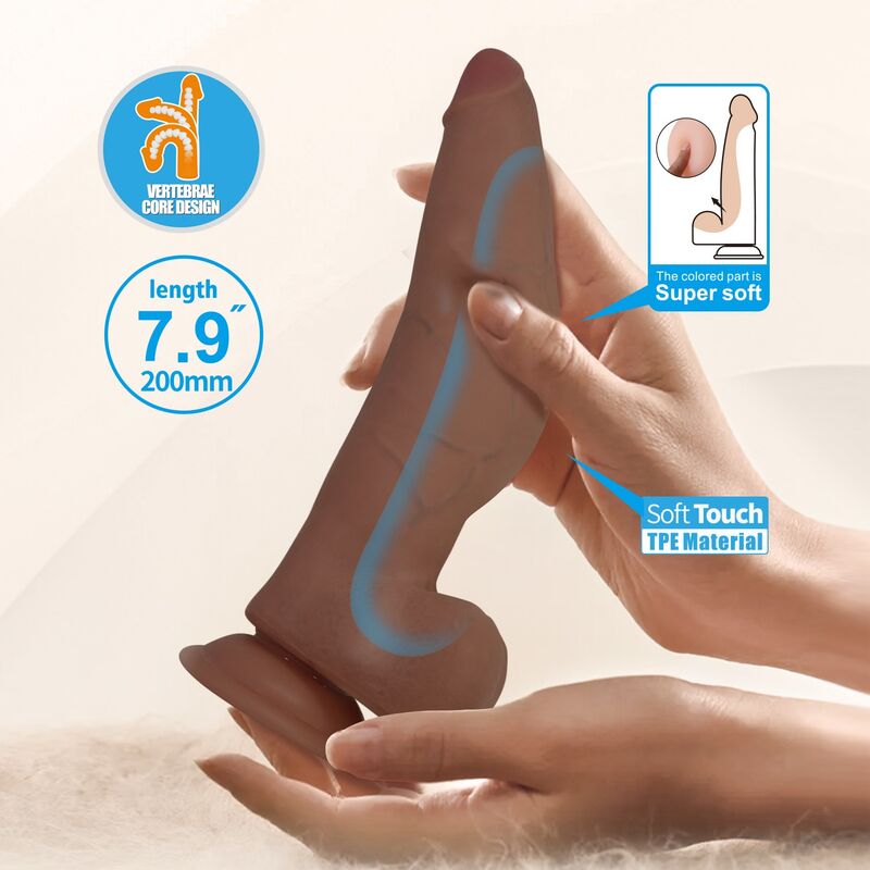 PRETTY LOVE - CUTHBERT DILDO FLESSIBILE REALISTICO 20 CM Ø 5 CM TPE MARRONE