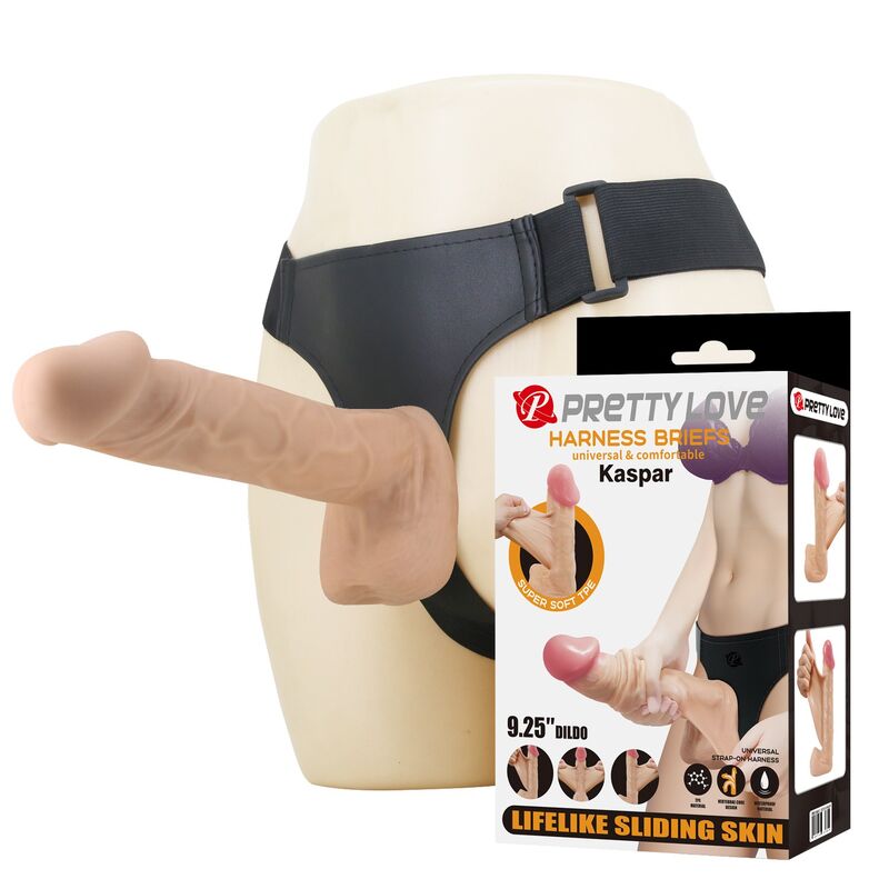 PRETTY LOVE - IMBRACATURA KASPAR CON DILDO FLESSIBILE 21 CM Ø 5 CM NATURALE