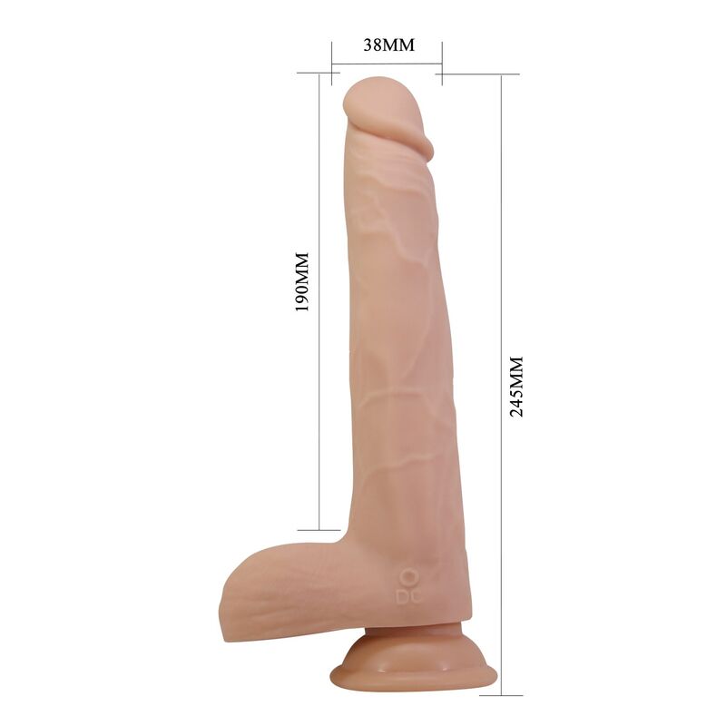 PRETTY LOVE - DILDO VIBRANTE NOLAN CON SPINTA E ROTAZIONE, TELECOMANDO, 24,5 CM Ø 5 CM NATURALE