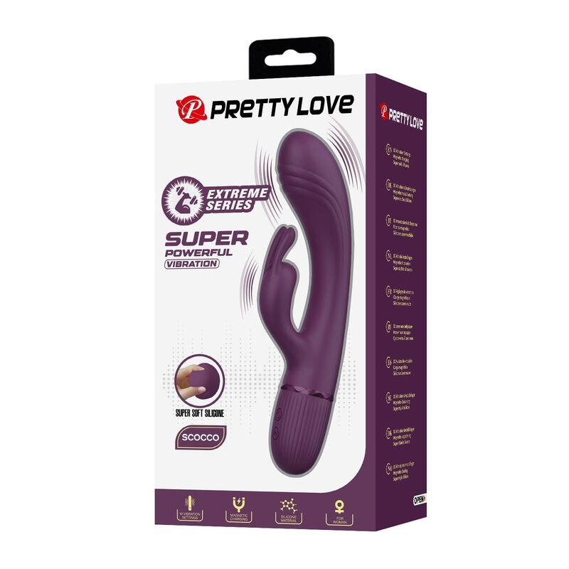 PRETTY LOVE - ROCCO VIBRATORE A FORMA DI CONIGLIO RICARICABILE 10 FUNZIONI VIOLA