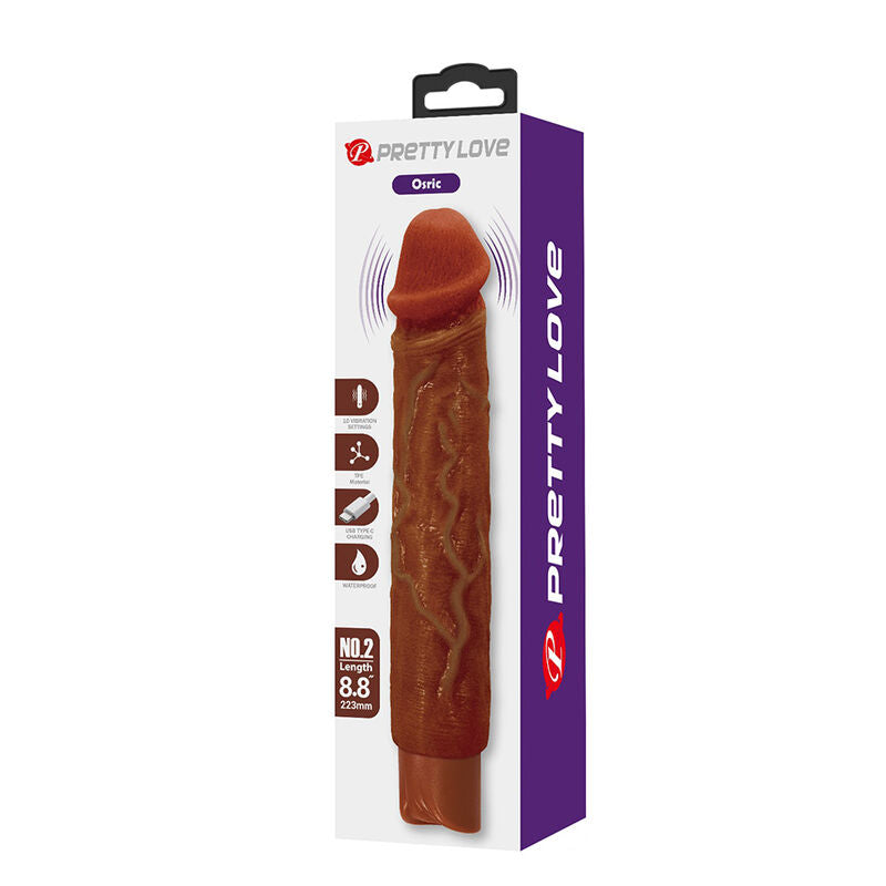 PRETTY LOVE - VIBRATORE REALISTICO OWEN 22,5 CM Ø 4,5 CM MARRONE