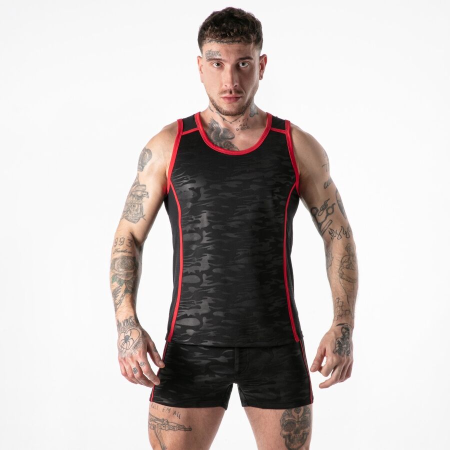 LOCKER GEAR - CANOTTA CON ACCESSO MILITARE COMPLETO ROSSA M