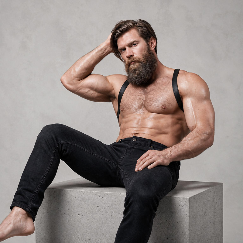 FETISH SUBMISSIVE ATTITUDE - IMBRACATURA POSTERIORE IN ECOPELLE DA UOMO