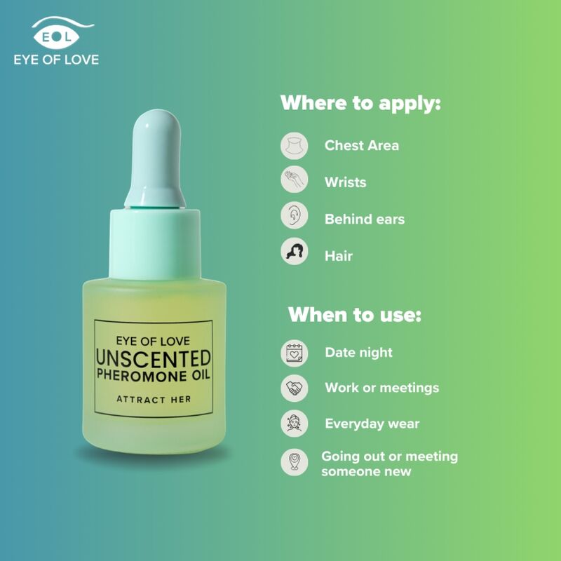 EYE OF LOVE - OLIO PROFUMATO CON FEROMONI PER UOMO, SENZA PROFUMO, 20 ML