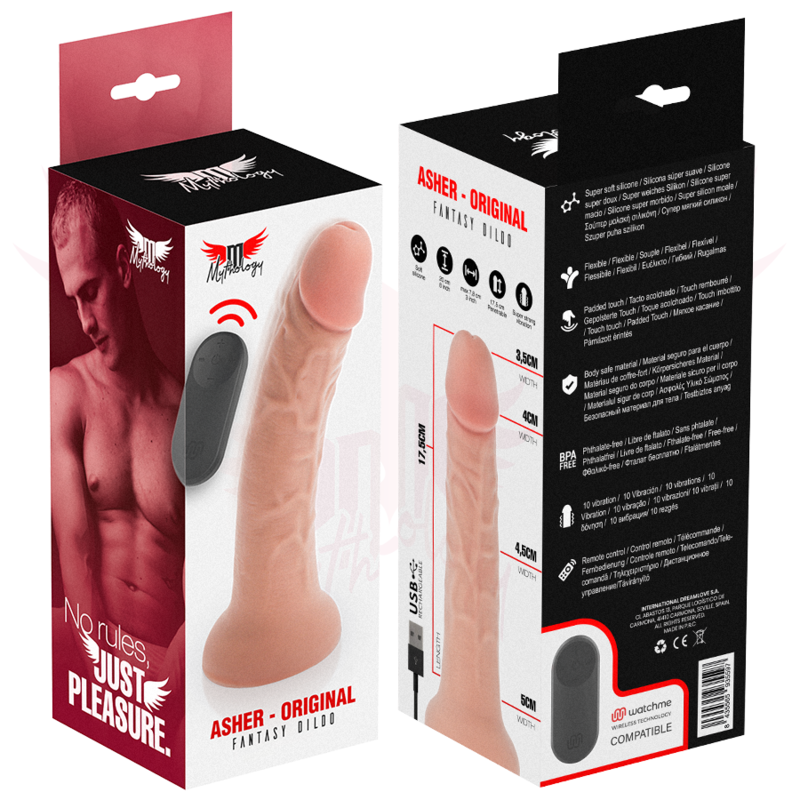 MYTHOLOGY - DILDO ORIGINALE ASHER M - VIBRATORE + TELECOMANDO CON TECNOLOGIA WIRELESS WATCHME