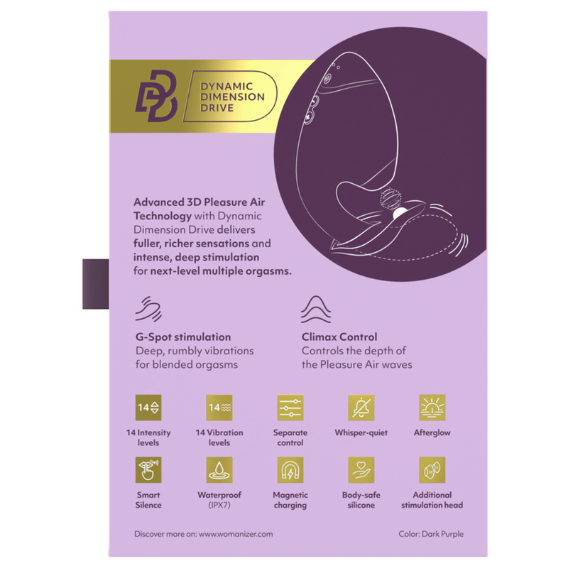 WOMANIZER - DUO NEXT STIMOLATORE DOPPIO CLITORIDEO E PUNTO G VIOLA SCURO