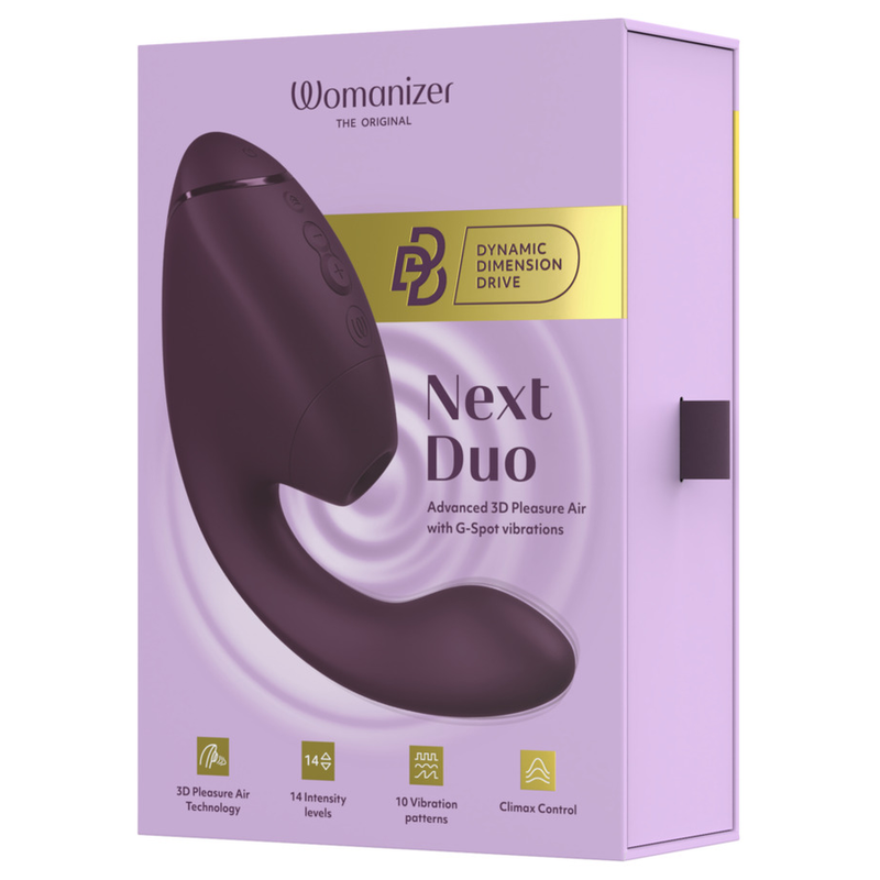 WOMANIZER - DUO NEXT STIMOLATORE DOPPIO CLITORIDEO E PUNTO G VIOLA SCURO