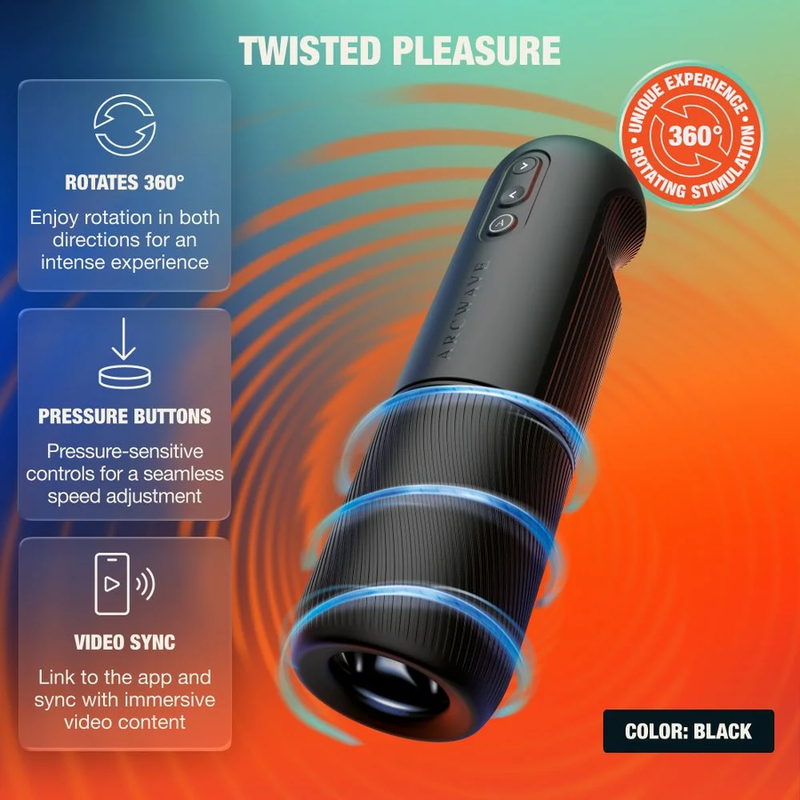 ARCWAVE - ORBIT MASTURBATORE MASCHILE ROTANTE A 360° CON CONTROLLO TRAMITE APP NERO