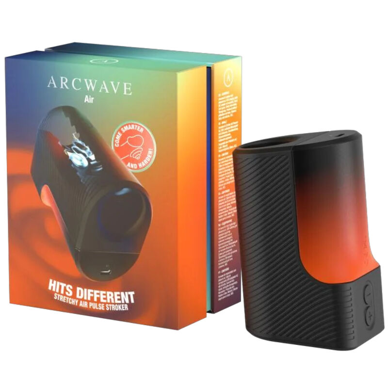 ARCWAVE - AIR MASTURBATORE MASCHILE ELASTICO CON IMPULSI D'ARIA E 6 LIVELLI DI INTENSITÀ NERO